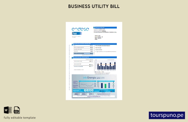 Plantilla de factura comercial de servicios públicos de Endesa luz lista para im